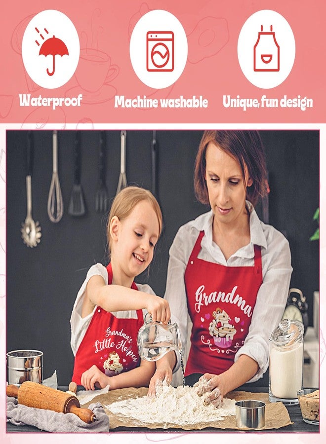 XLSXEXCL 2 Pcs Adults Kids Matching Apron Set, Funny Grandma and Me Aprons, Adjustable Kitchen Apron with 2 Pockets, Grandma and Granddaughter Matching Gift for Cooking, Baking, Painting, Training - Image 5