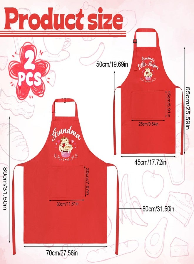 XLSXEXCL 2 Pcs Adults Kids Matching Apron Set, Funny Grandma and Me Aprons, Adjustable Kitchen Apron with 2 Pockets, Grandma and Granddaughter Matching Gift for Cooking, Baking, Painting, Training - Image 2