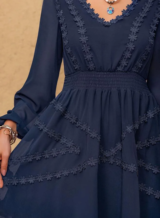 تايك تو Take Two V-Neck Lantern Sleeve Elegant Mini Dress