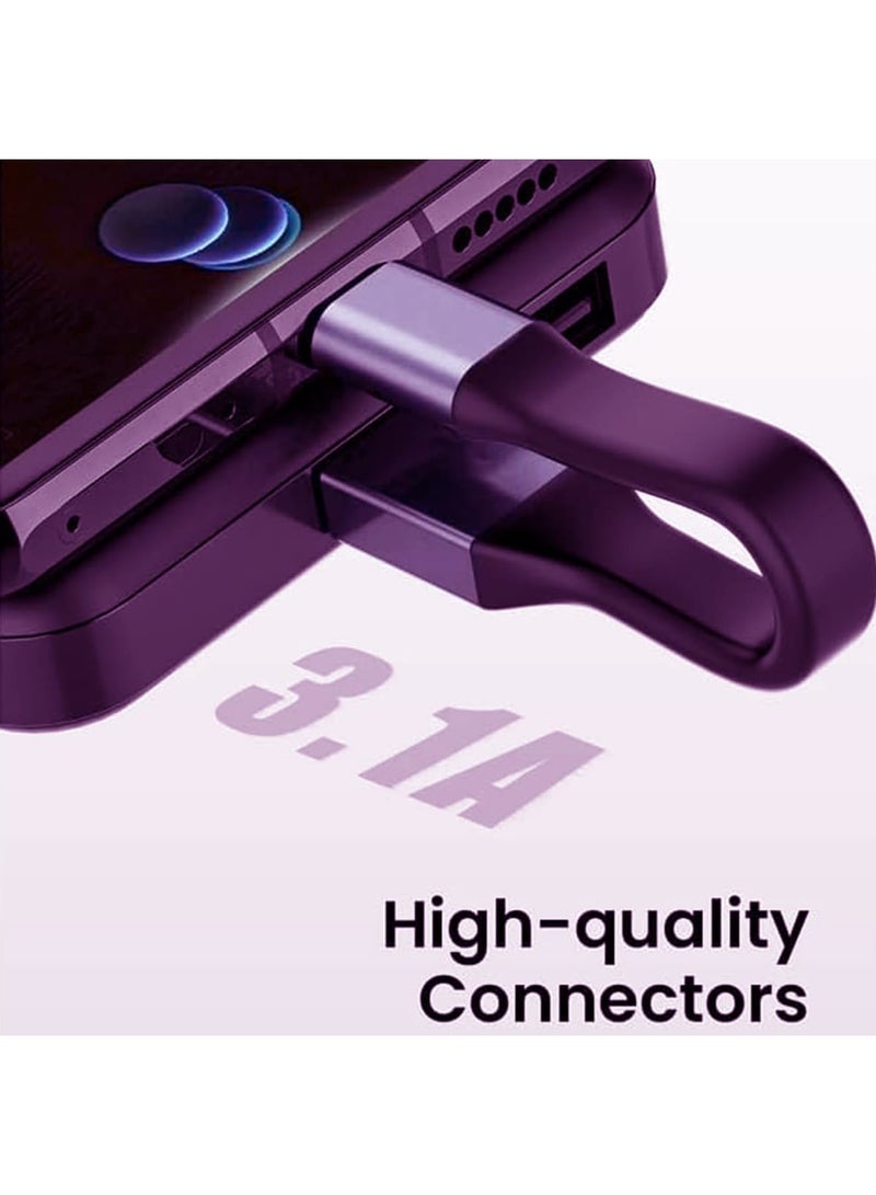 Barakah شاحن مفاتيح USB C إلى USB C، كابل شحن قصير محمول للشحن السريع ونقل البيانات، كابل مناسب للسفر لهاتف iPhone 16/15 Pro Max، Galaxy (أسود) - Image 3