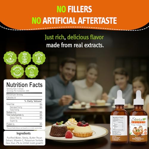 Stevia Select Butter Pecan Flavored Liquid Stevia  Zero Calorie Coffee Tea Drink  Baking Sweetener AllNatural No Erythritol KetoFriendly Sugar Alternative 300 Servings  2 Oz 1 Pack - Image 5