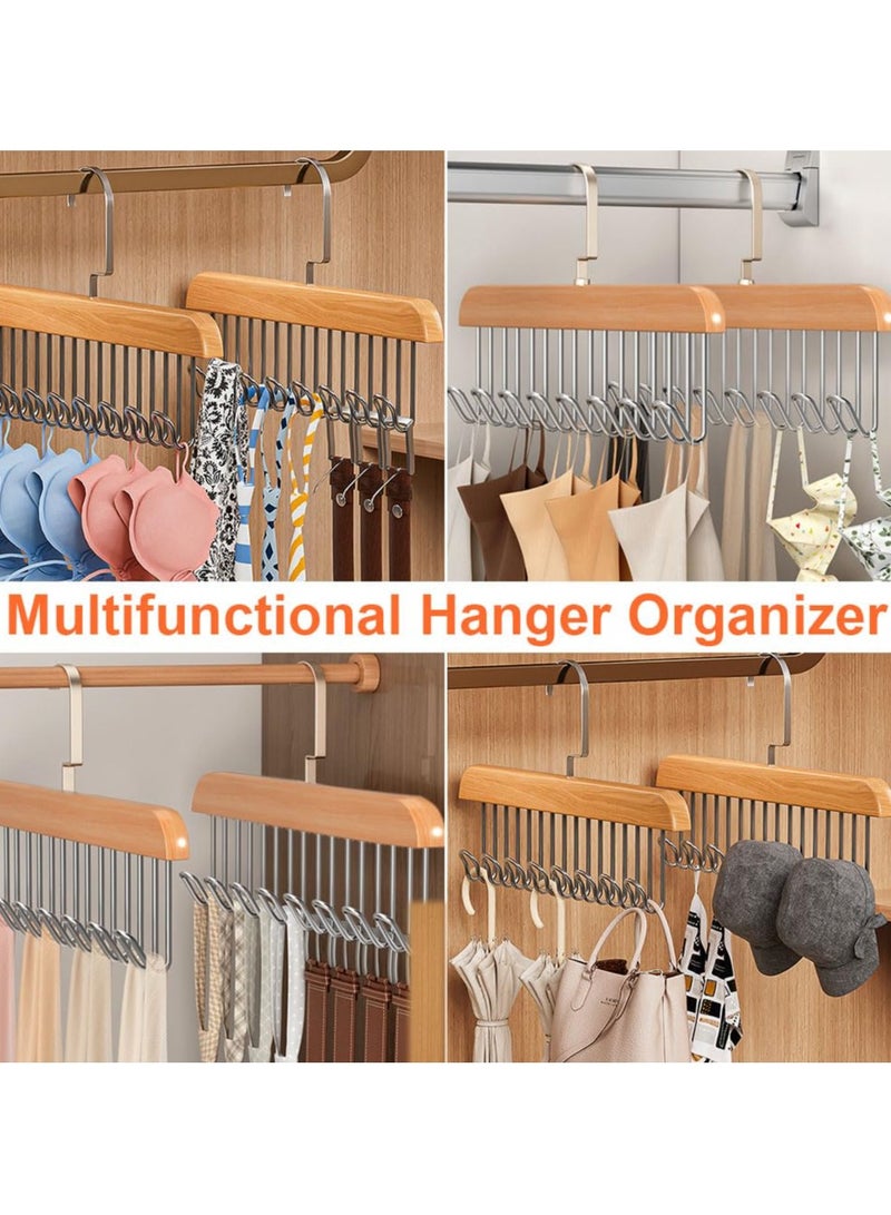 BenQuand 2Pcs Belt Hanger for Closet/Belt Hanger with 8 Hooks/Sturdy Wooden Non-Slip Belt Holder for Closet Space Saving/Rotating Display Belt Rack for Bra, Hat,Tops  - Image 5