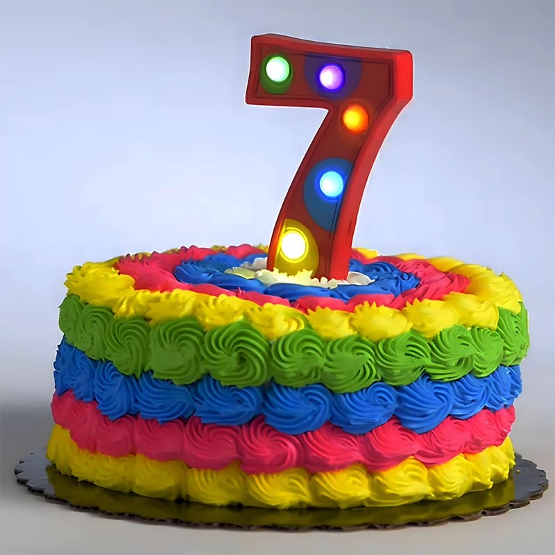 Amscan Number 7 Flashing Party Cake Decoration-4.5"" | Red | 1 Pc  Multicolor - Image 4