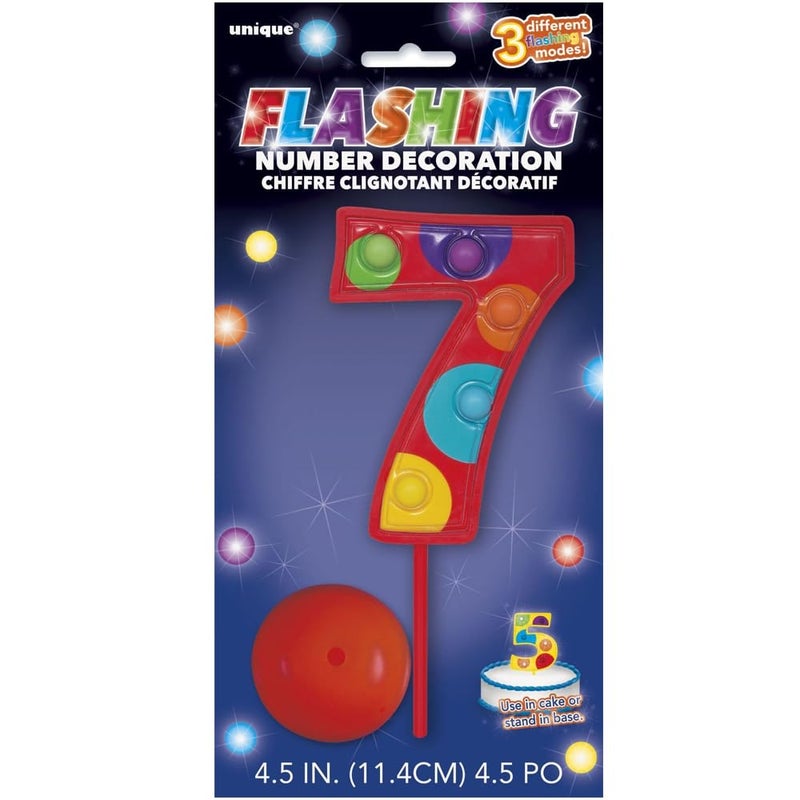 Amscan Number 7 Flashing Party Cake Decoration-4.5"" | Red | 1 Pc  Multicolor - Image 3