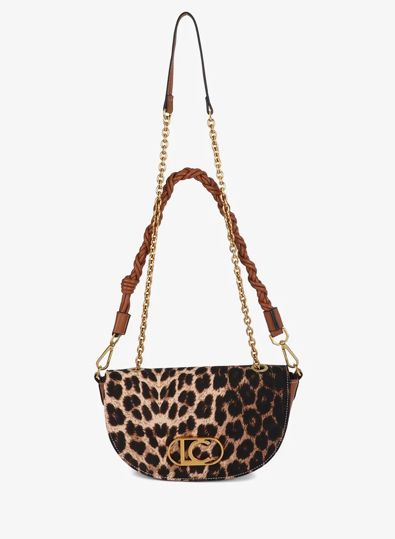 لولا كساديمونت Leopard Half Moon Bag with Faux Leather Effect