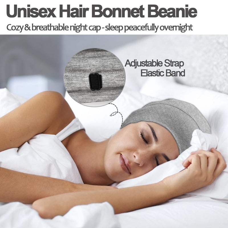 vidsel Sleep Cap Bonnet for Sleeping Black Women, Adjustable Cooling Ice Silk Lined Bonnet for Curly Braids Hair Cover Beanie Hat - Image 3