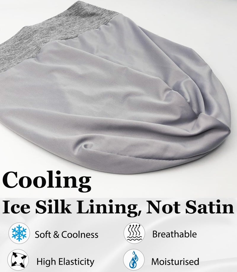 vidsel Sleep Cap Bonnet for Sleeping Black Women, Adjustable Cooling Ice Silk Lined Bonnet for Curly Braids Hair Cover Beanie Hat - Image 2