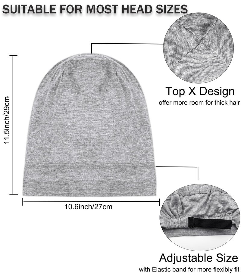 vidsel Sleep Cap Bonnet for Sleeping Black Women, Adjustable Cooling Ice Silk Lined Bonnet for Curly Braids Hair Cover Beanie Hat - Image 5