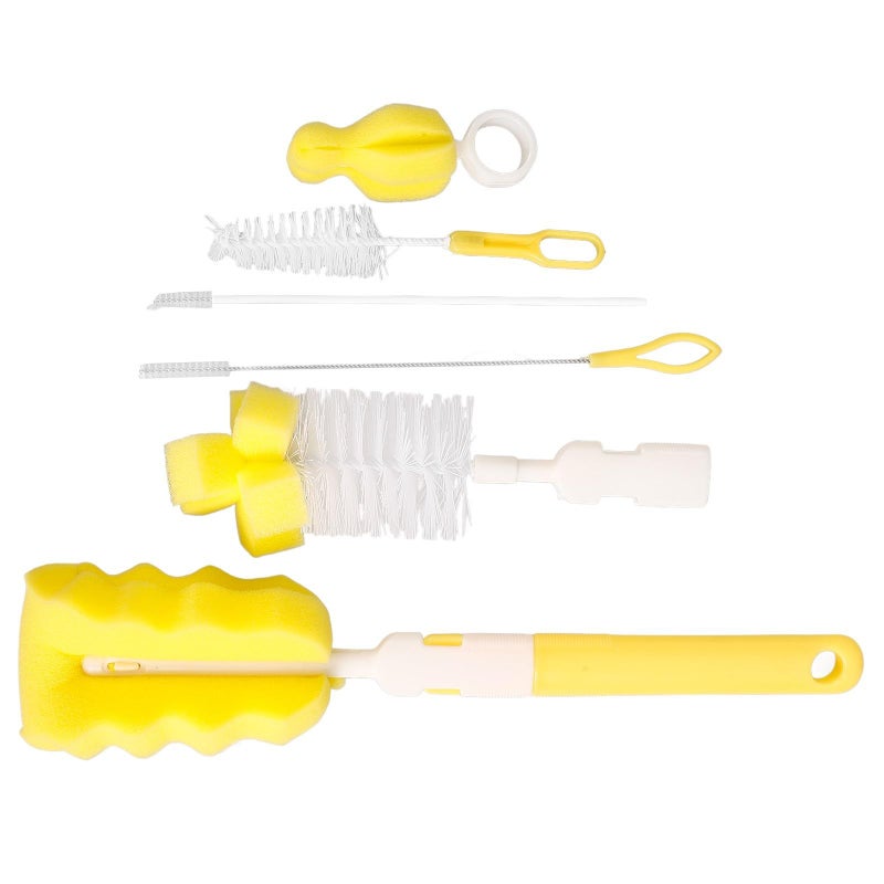 6 Pcs Bottle Brush Set Extra Long Handles Reusable Cup Cleaner Yellow - Image 2