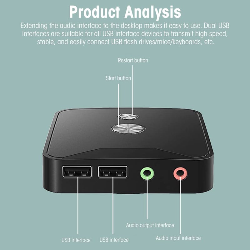 Verilux ® Desktop Computer Switch Power Supply on/Off Press Button Switch with Reboot Button, 2 USB Port and 3.5mm Audio Jacks 1.6m Cable PC Computer Host Modification Switch Power - Image 2