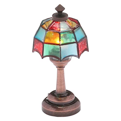 Inusitus Mini Dollhouse Table Accent Tiffany lamp LED Miniature Lighting for Dolls House Decor Functional Light Accessories - Image 5