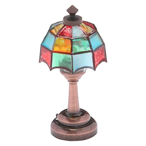 Inusitus Mini Dollhouse Table Accent Tiffany lamp LED Miniature Lighting for Dolls House Decor Functional Light Accessories - Image 1