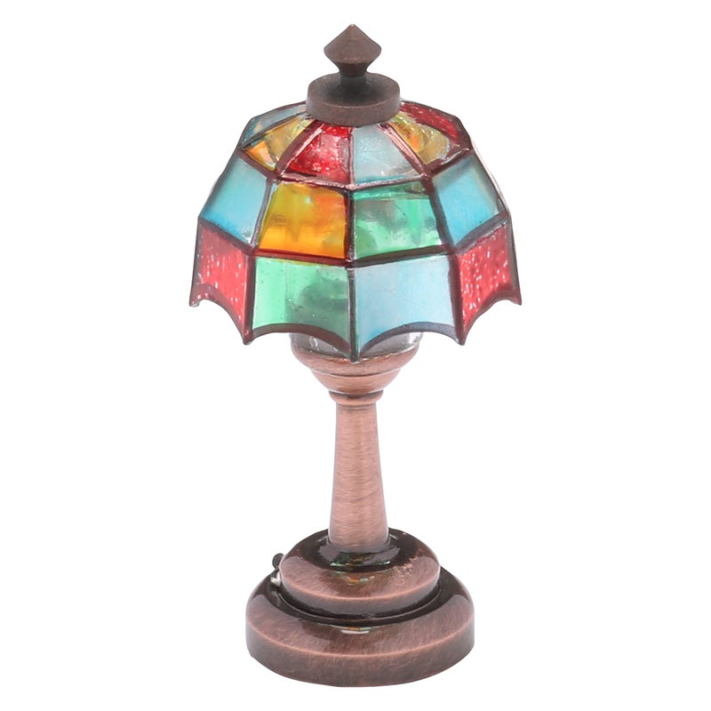 Inusitus Mini Dollhouse Table Accent Tiffany lamp LED Miniature Lighting for Dolls House Decor Functional Light Accessories - Image 3