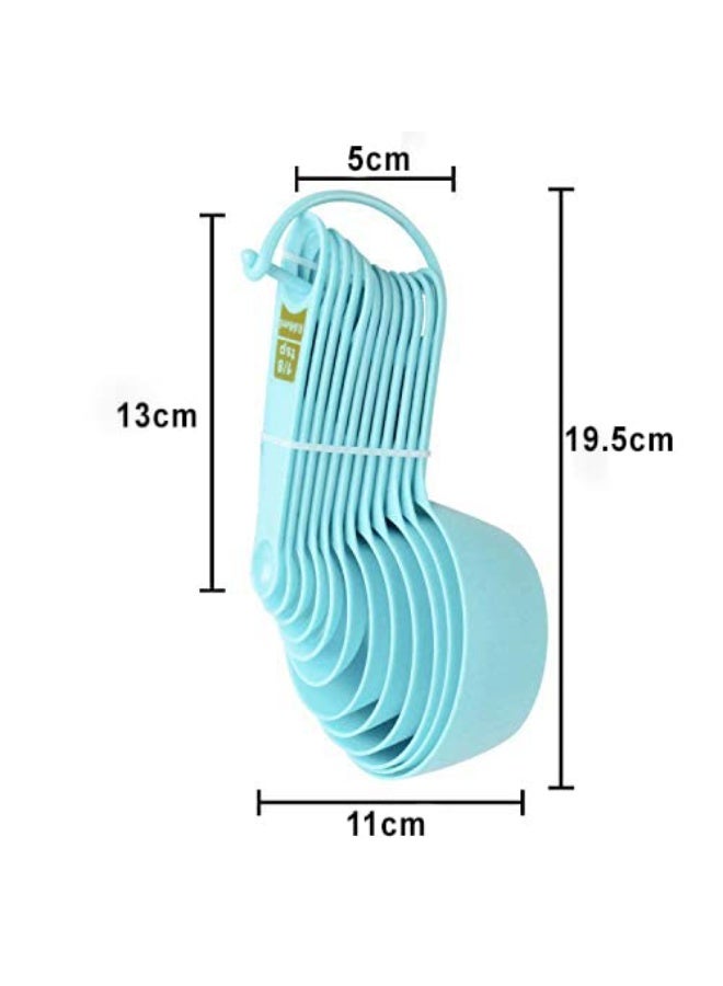 INOVERA (LABEL) Plastic 12 Piece Measuring Cups and Spoons for Kitchen Cake Baking and Cooking Teaspoon Tablespoon Spoon Accessories Tools Set (Sky Blue) - Image 2