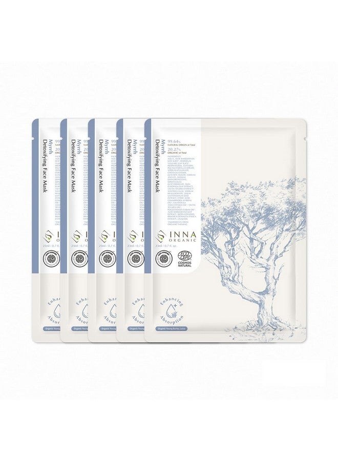 إينا أورجانيك قناع الوجه لإزالة السموم من المر، ترطيب وتنعيم فاخر، جمال نظيف، سبا منزلي، ماسكني كير، طبيعي معتمد، 0.8 أونصة سائلة، عبوة من 5 قطع