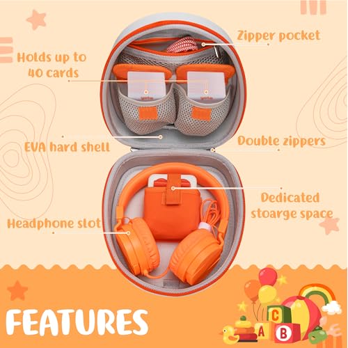 CROTIRAD Hard-Shell Carrying Case Compatible with Yoto Mini, Travel Storage Bag with Shoulder Straps for Yoto Mini Player & Headphone Accessories, Card Holder Holds Up to 40 Cards, Gray - Image 2