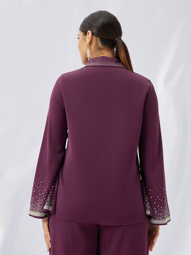 ستايلي طقم بلوزة بحزام مزخرف وبنطلون مستقيم - Image 4