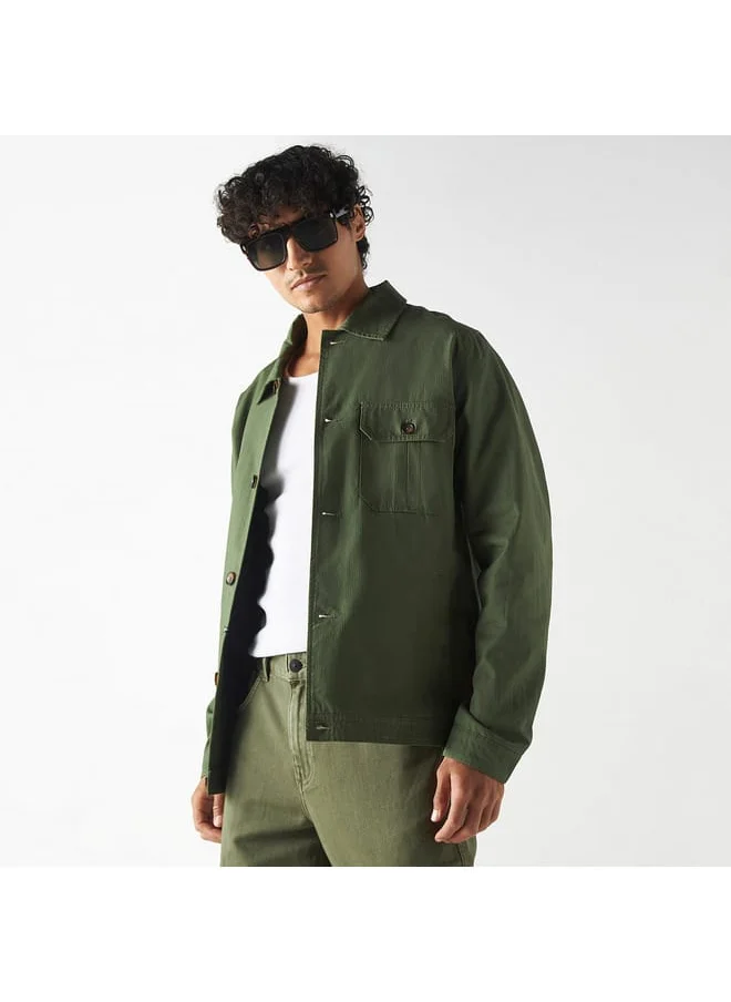 Lee Cooper Lee Cooper Ribbed Shacket with Long Sleeves and Pockets