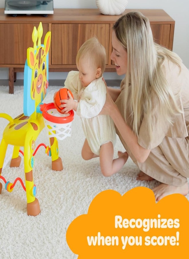 Move2Play مركز نشاط كرة السلة وهدف كرة القدم جيراف من موف2بلاي | 30+ صوتًا وأضواء | هدية للأطفال من 1 إلى 3 سنوات | لعبة للأطفال من 6 و12 و18 و24 شهرًا للبنات والأولاد - Image 5