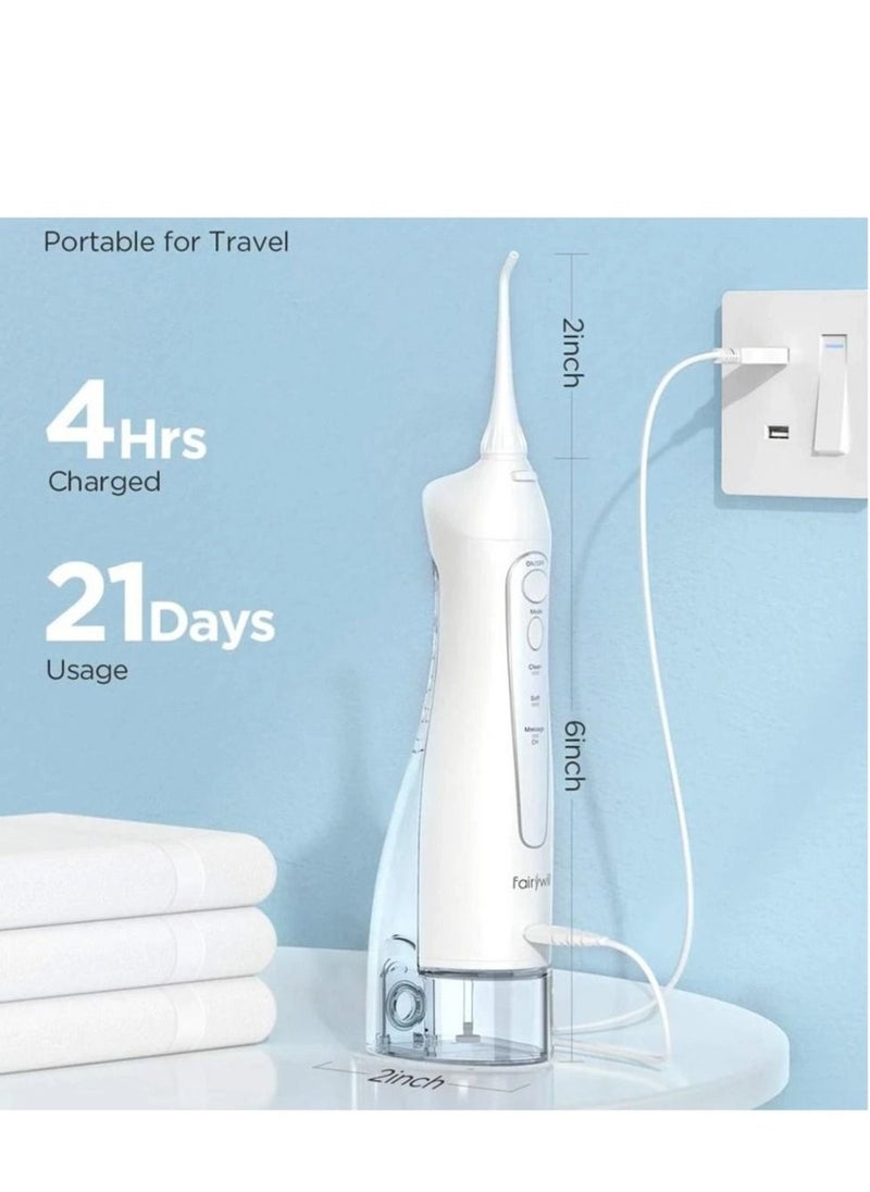 Fairywill Portable Oral Irrigator USB Rechargeable Dental Water Flosser Jet Irrigator Dental Teeth Cleaner 3 Modes 300ML - Image 2