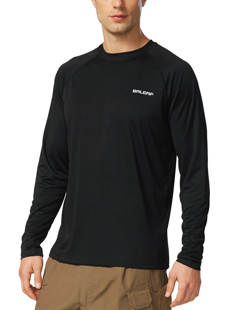 baleaf Men's Rash Guard Shirts Fishing Long Sleeve UV Sun Protection SPF T-Shirts UPF 50+ Lightweight Beach Black Size M - Image 1