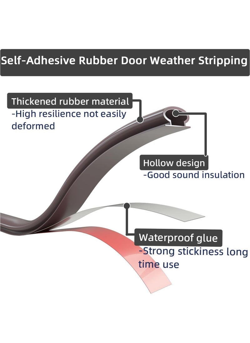 SYKON Window Weather Stripping Door Seal Strip 19.7feets, D Shape Door Weather Stripping, Self-Adhesive Rubber Seal Strip for Weatherstripping Soundproofing Door Frame Insulation with Large Gap (Brown)  - Image 2