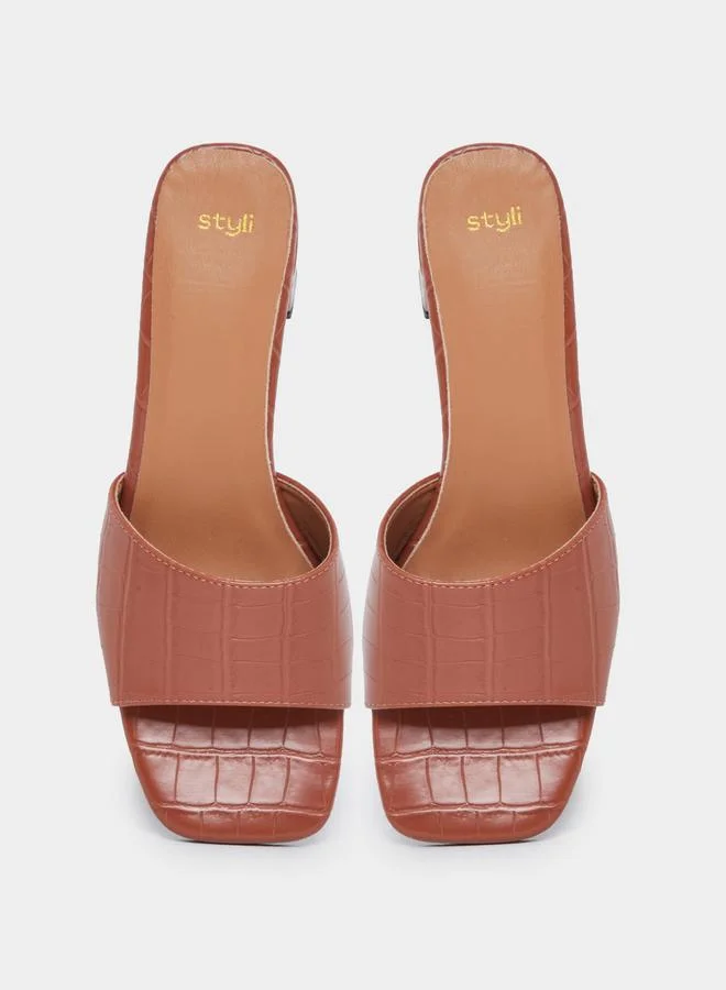 Styli Styli  Textured Block Heel Sandals
