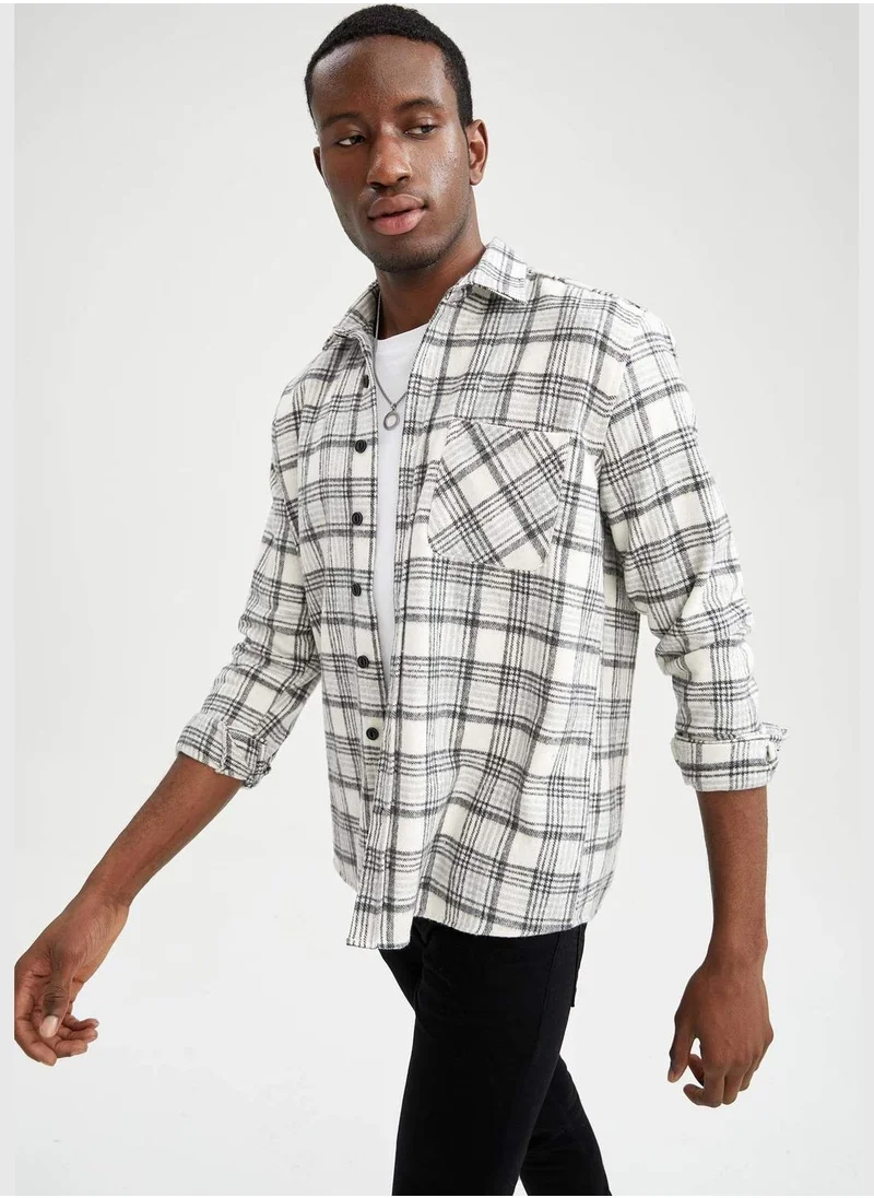 DeFacto Regular Fit Long Sleeve Check Patterned Shirt Jacket