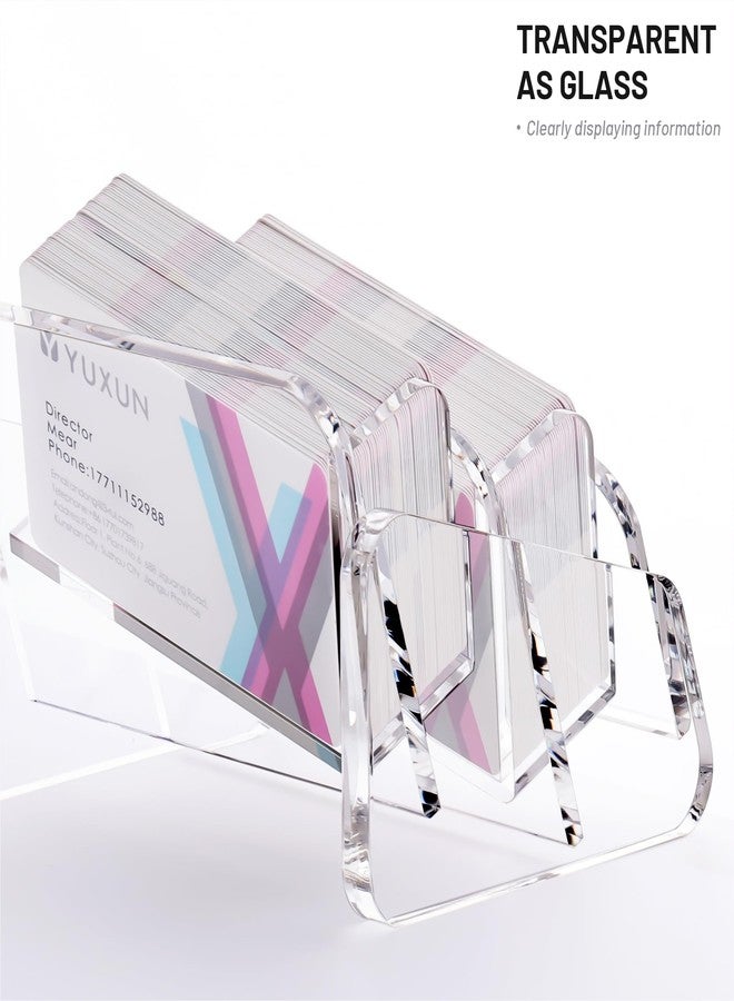 YUXUN Business Card Holder for Desk 2 Tier 2 Slots,Creative Acrylic Slanted Business Card Display Stand for Woman and Man,Organize 100 Cards-Clear,1 Pack - Image 5