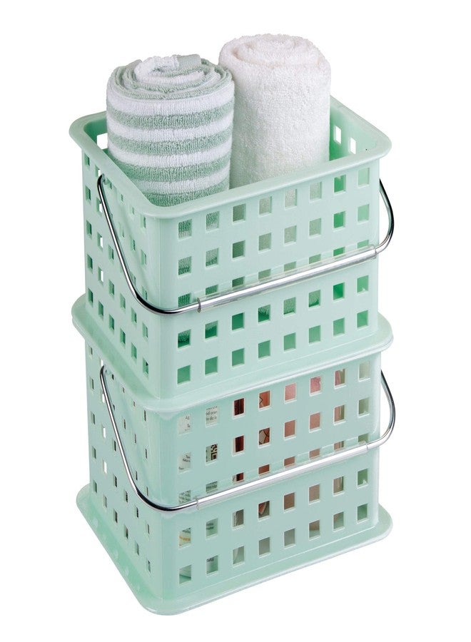 إنترديزاين سلة صغيرة قابلة للتكديس من البلاستيك الخالي من مادة BPA من iDesign Spa مع مقبض - 9.25 بوصة × 7 بوصة × 5 بوصة، لون نعناعي - Image 5