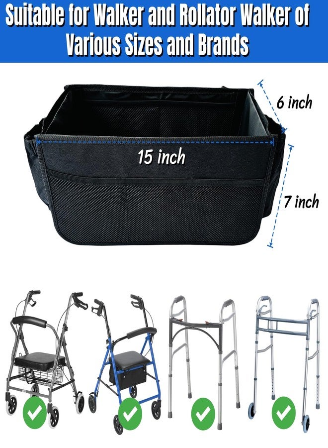 BLIRITEL Upgraded Rollator Walker Bag with Cup Holder, Foldable Rollator Basket with Multiple Pockets, Rollator Accessories Walker Storage Pouch for Seniors, Fits Most Rolling & Folding Walkers - Image 4