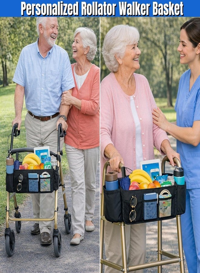 BLIRITEL Upgraded Rollator Walker Bag with Cup Holder, Foldable Rollator Basket with Multiple Pockets, Rollator Accessories Walker Storage Pouch for Seniors, Fits Most Rolling & Folding Walkers - Image 2