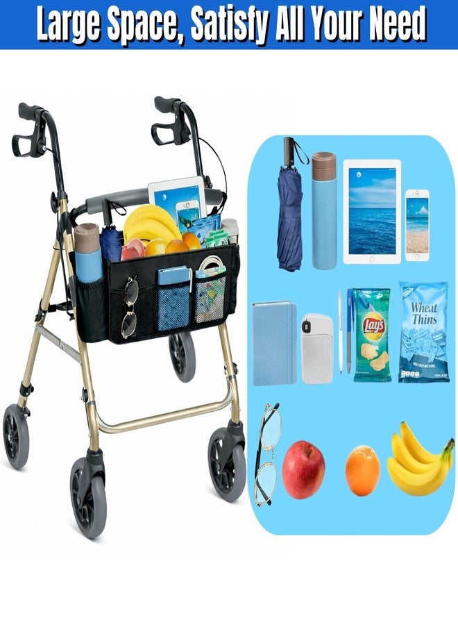 BLIRITEL Upgraded Rollator Walker Bag with Cup Holder, Foldable Rollator Basket with Multiple Pockets, Rollator Accessories Walker Storage Pouch for Seniors, Fits Most Rolling & Folding Walkers - Image 3