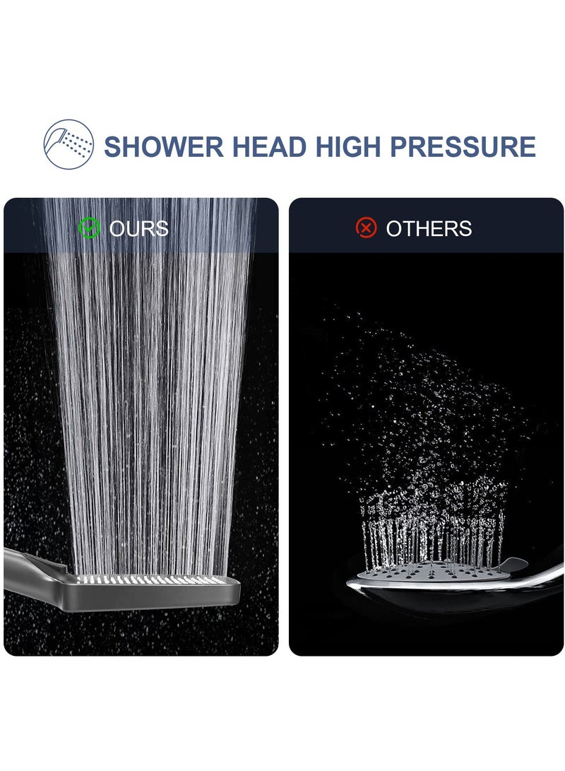 SYOSI SYOSI Square Shower Head & Shower Head Holder Set, Chrome Plated Shower Head with 3 Spray Settings High Pressure and Water-saving Adhesive Shower Head Holder  - Image 5