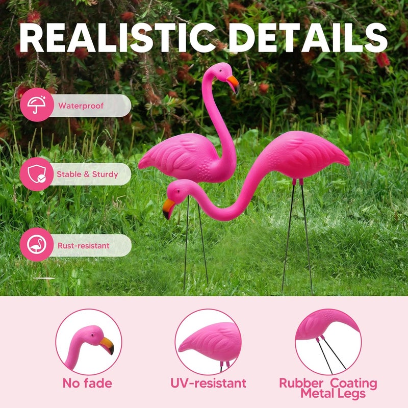 JOYIN Set of 6 Small Pink Flamingo Yard Ornament Stakes, Mini Lawn Plastic Flamingo Statue with Metal Legs for Sidewalks, Outdoor Garden, Luau Party, Tropical Party Decor, 2 Styles - Image 4