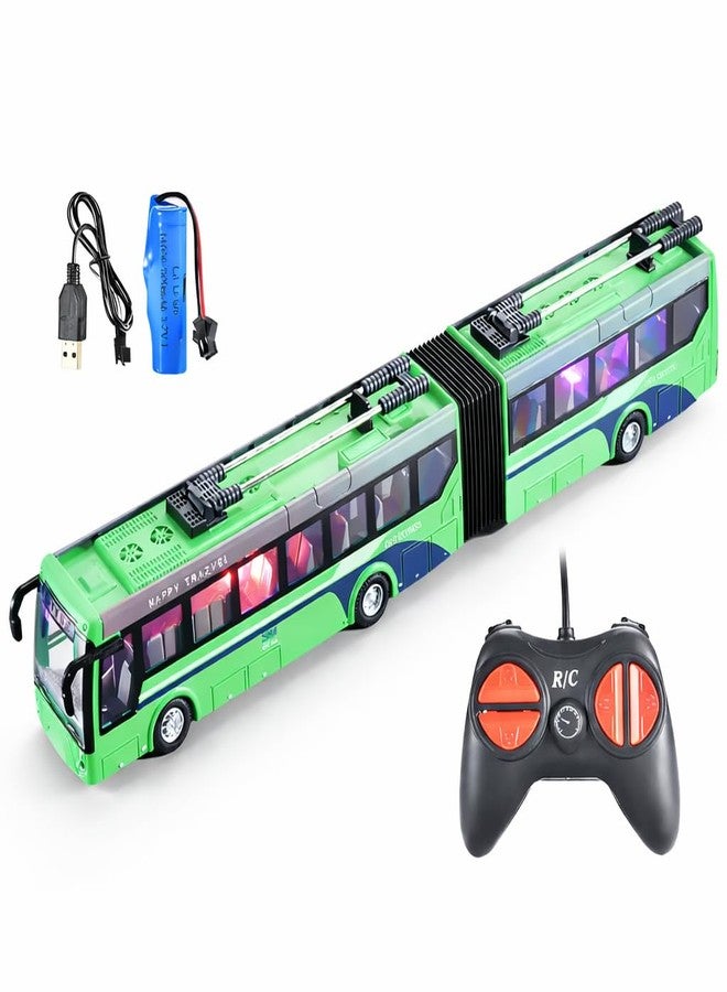 FEXXA Remote Control Travel Bus Toy for Kids | Rechargeable RC with LED Lights | USB Charging | Realistic Long | Boys & Girls 3+ Years (Travel Bus-Green) - Image 2