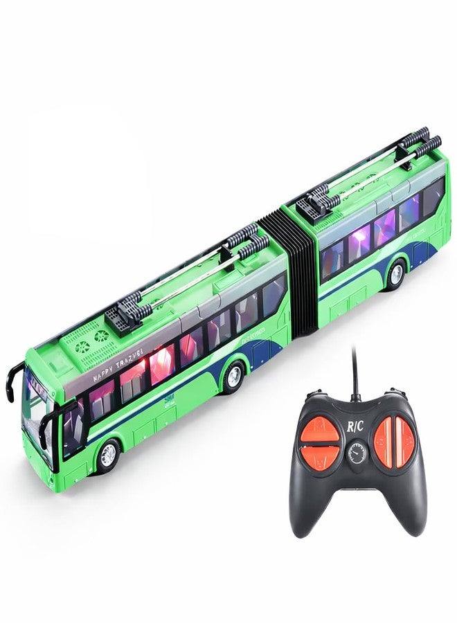 FEXXA Remote Control Travel Bus Toy for Kids | Rechargeable RC with LED Lights | USB Charging | Realistic Long | Boys & Girls 3+ Years (Travel Bus-Green) - Image 1