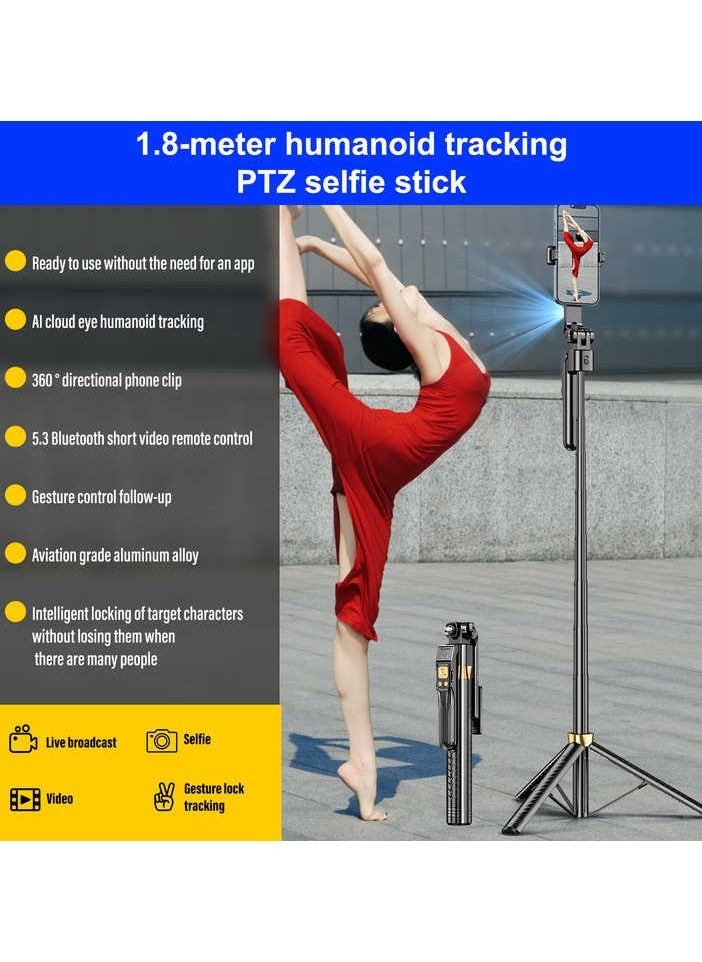 Generic CL11 1.8m 360 Selfie Stick AI Auto Face Tracking Holder Smart Selfie Stick Mount Holder for Vlogging  - Image 4