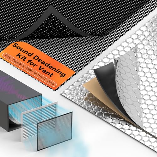 GCGOODS Sound Deadening Mat & Air Vent Mesh Cover, Sound Proofing Kit for Air Vents & Ducts, Comes with 2 Pcs Noise Insulation and Vibration Damping Mat, 2 Pcs Sound Proof Vent Cover 10"× 14", Black - Image 1