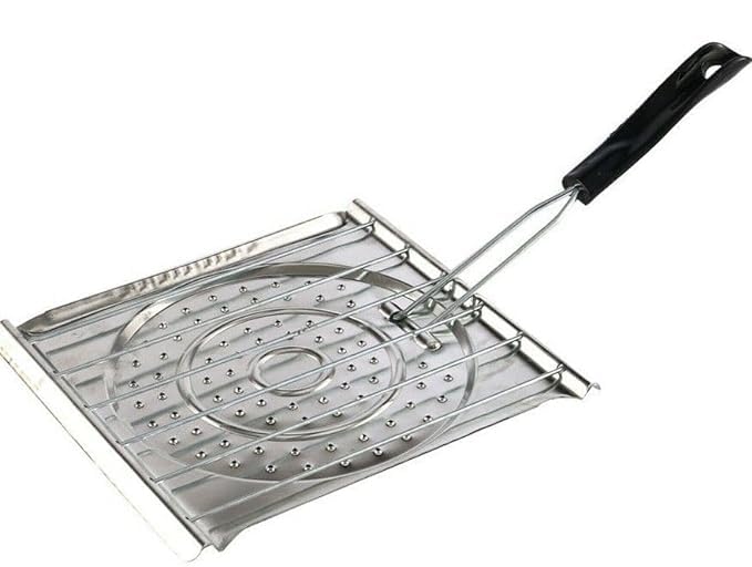 إسكدنيا Foldable Grill Baskets with Foldable Handle Easy and Tidy Stainless Steel Grilled Fish Net Ideal for Wire Rack Barbeque Jali Roaster Steak and Vegetables Enhance Your Grilling 20x20x25CM - Image 1