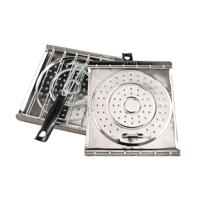 إسكدنيا Foldable Grill Baskets with Foldable Handle Easy and Tidy Stainless Steel Grilled Fish Net Ideal for Wire Rack Barbeque Jali Roaster Steak and Vegetables Enhance Your Grilling 20x20x25CM - Image 4