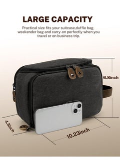 Gonex Gonex Travel Toiletry Bag for Men, Water Resistant Canvas Large Capacity Wide Open Dopp Kit with Wet Dry Compartment, Travel Essentials Toiletries Organizer Shaving Bag, Dark Grey  - Image 5