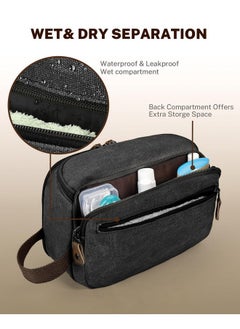 Gonex Gonex Travel Toiletry Bag for Men, Water Resistant Canvas Large Capacity Wide Open Dopp Kit with Wet Dry Compartment, Travel Essentials Toiletries Organizer Shaving Bag, Dark Grey  - Image 3