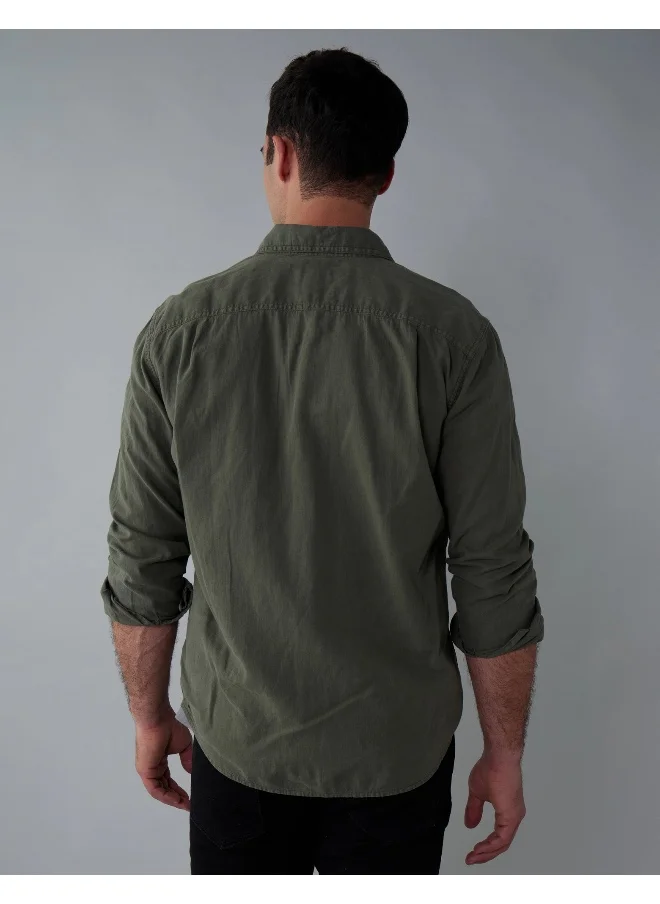 امريكان ايجل AE Long-Sleeve Linen-Blend Button-Up Shirt