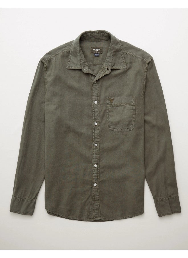 AE Long-Sleeve Linen-Blend Button-Up Shirt