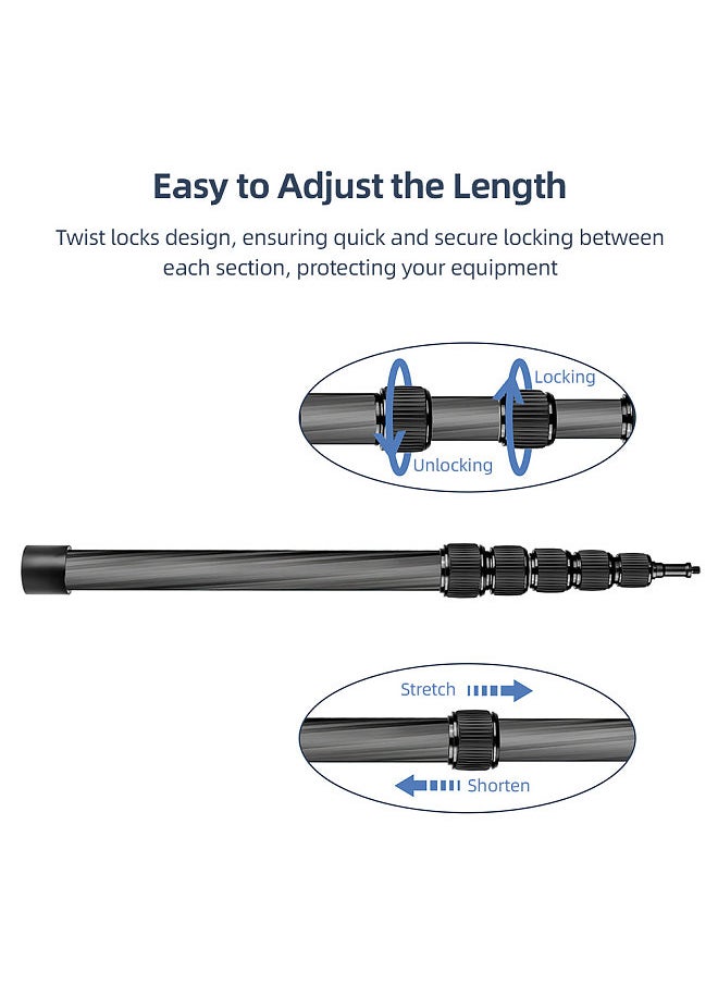 Generic - Handheld Microphone Boom Arm 6-Section Extendable Mic Arm Carbon Fiber Boom Pole for Microphones 1/4 Inch Screw & Thread with Foam Grip Twist Locks Max. Length 200cm/78.7in - Image 1