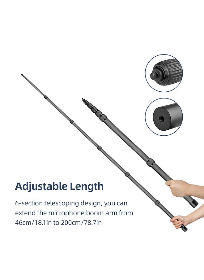 Generic - Handheld Microphone Boom Arm 6-Section Extendable Mic Arm Carbon Fiber Boom Pole for Microphones 1/4 Inch Screw & Thread with Foam Grip Twist Locks Max. Length 200cm/78.7in - Image 1