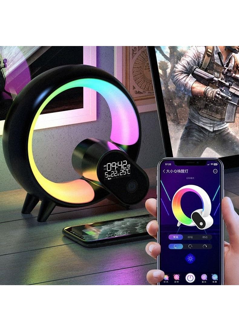 GENNEXT Q Lamp with Wireless Charger, Wireless Charger Lamp, RGB Color Changing Ambient Light, Dimmable Night Light with Music Sync Table Lamp, Bluetoothh Speaker Smart Mood Light for Room - Image 2