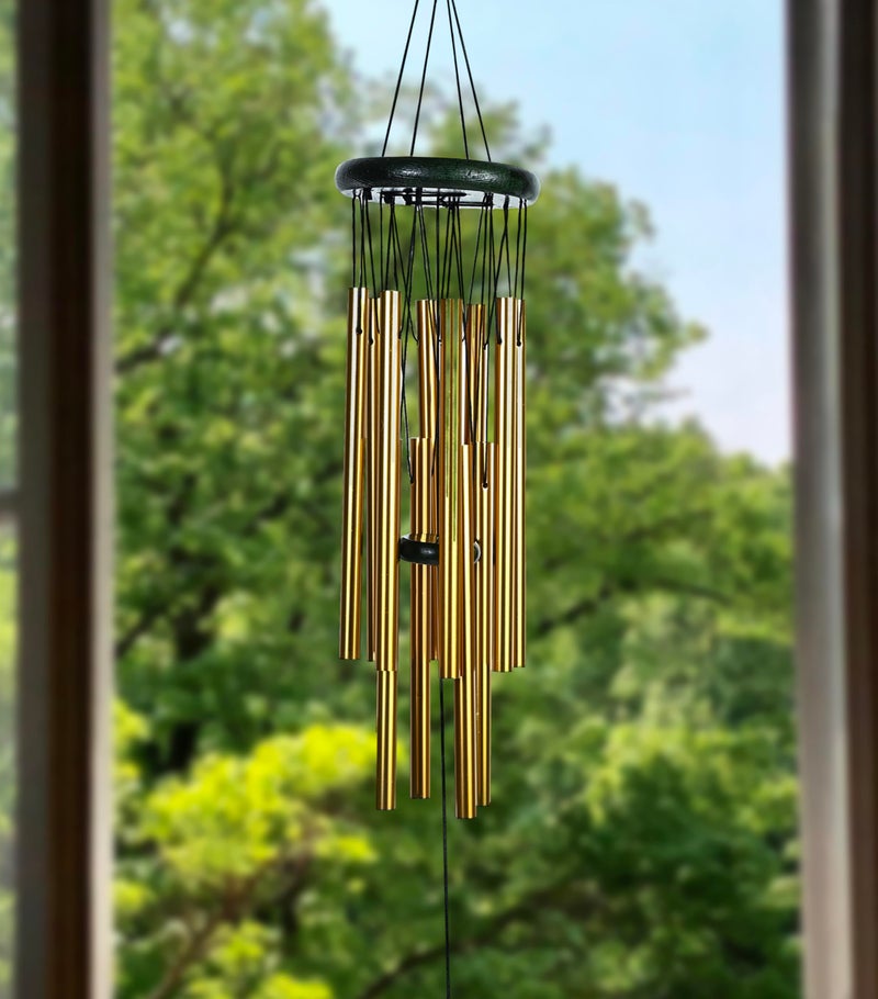 Hindcraft Positive Vibes Home Décor - 12-Pipe Metal Wind Chimes, Golden Hanging Bells – Balcony, Garden Decor, Wind Chimes for Positive Energy, Wall Hanging, Feng Shui Items for Home- Gift for Women - Image 4