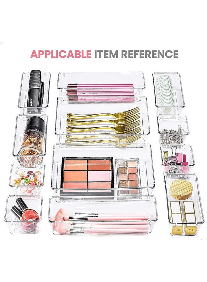 JCB CHIC 10pcs Clear Plastic Drawer Organizer Set,Desk Drawer Divider Organizers and Storage Bins Storage box for Makeup, Jewelry, Gadgets for Kitchen, Bedroom, Bathroom, Office - Image 3